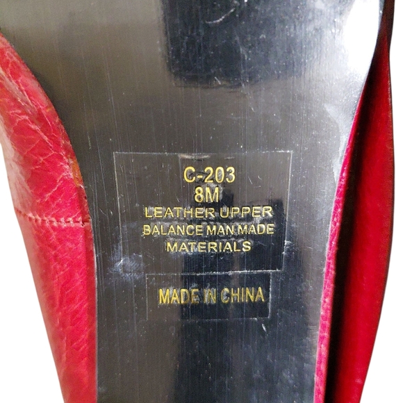 Vintage Contessa Red Leather Pumps Slip-on Buckled Heels size 8 - Picture 10 of 13